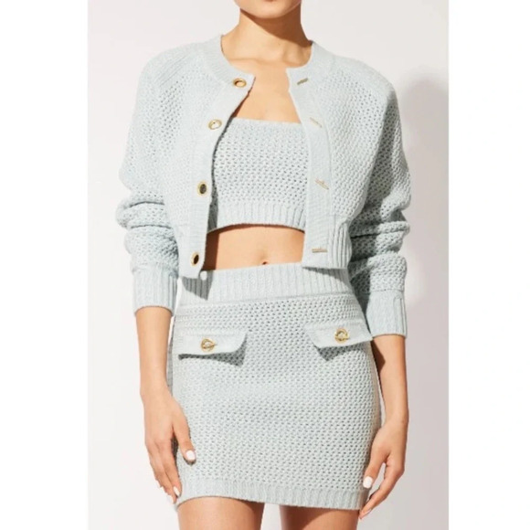Solid & Striped Carly Cropped Cardigan & Ronnie Mini Skirt Crochet Set NWT Med - Picture 1 of 5